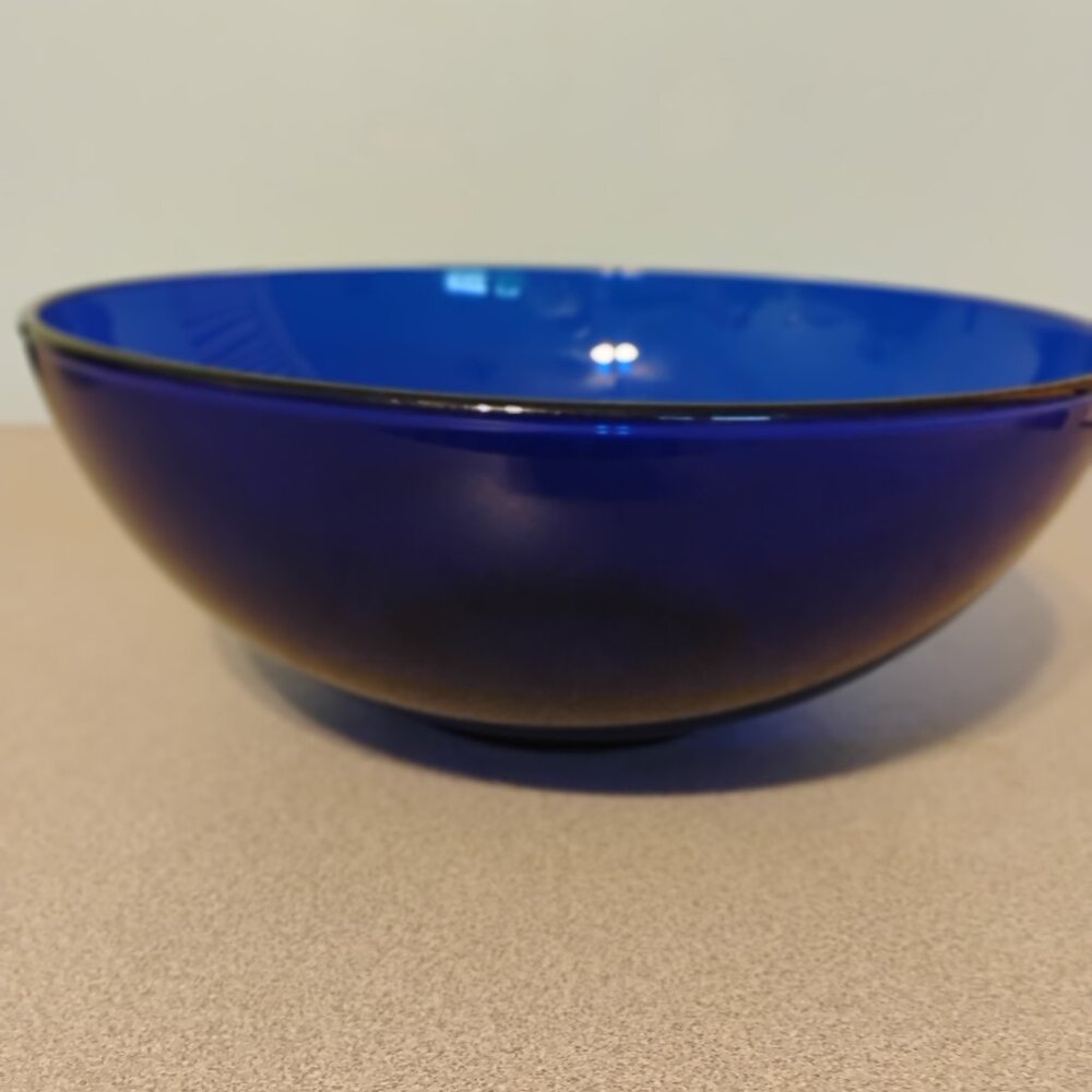 Cobalt Blue Vintage MCM Round Serving Bowl